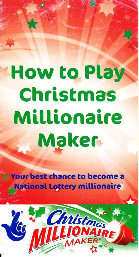 Front of bi-fold leaflet to promote Christmas Millionaire Maker 2003