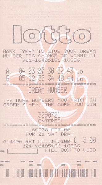 Only one Dream Number appeared on a Lotto play slip of seven boards